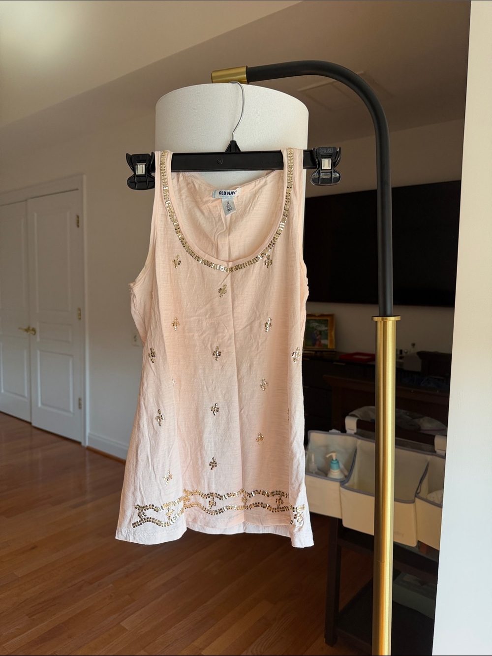 Old Navy Women's Light Pink Embellished Tank Top